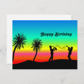 Tropische soondmusici Silhouette Birthday Briefkaart (Voorkant / Achterkant)