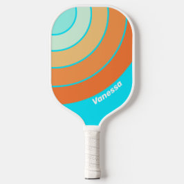 Tropische spetterende cirkelstreep met naam pickleball paddle