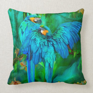 Tropische spirits - Gold- en Blue Macaw Art Pillow Kussen