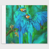 Tropische spirits - Goud en blauw Macaw Art Gift W Cadeaupapier (Vlak)