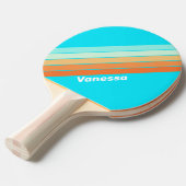 Tropische splash gestreept met naam tafeltennisbatje (Voorkant Gekanteld)