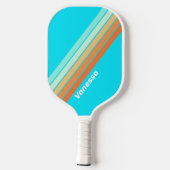 Tropische Splash Gestreepte met Naam Pickleball Paddle (Achterkant)