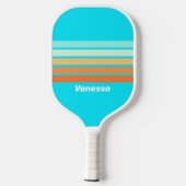 Tropische Splash Overdwars Gestreepte Met Naam Pickleball Paddle (Achterkant)