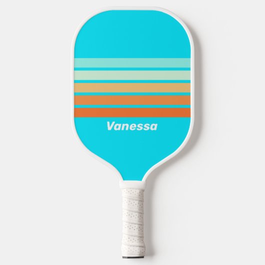 Tropische Splash Overdwars Gestreepte Met Naam Pickleball Paddle (Voorkant)
