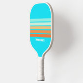 Tropische Splash Overdwars Gestreepte Met Naam Pickleball Paddle (Links)