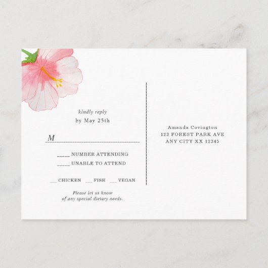 Tropische Splendor bruiloft rsvp + entreuren Uitnodiging Briefkaart (Achterkant)