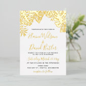 Tropische springbonnen bruiloft folie uitnodiging (Staand Voorkant)