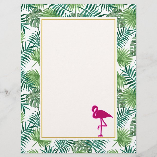 Tropische springplank en roze flamingo (Voorkant)