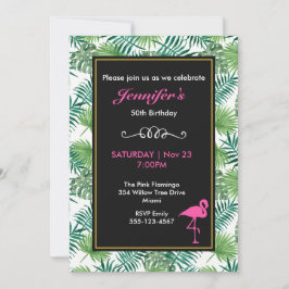 Tropische springplank en roze flamingo Birthday Kaart