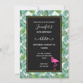 Tropische springplank en roze flamingo Birthday Kaart (Voorkant)