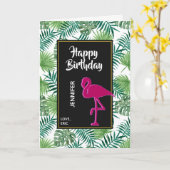 Tropische springplank en roze flamingo Birthday Kaart (Gele Bloem)