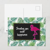 Tropische springplank en roze flamingo briefkaart (Voorkant / Achterkant)