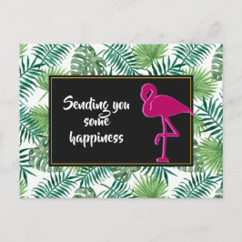 Tropische springplank en roze flamingo briefkaart
