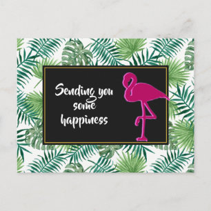 Tropische springplank en roze flamingo briefkaart
