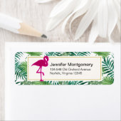 Tropische springplank en roze flamingo etiket (Insitu)