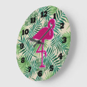 Tropische springplank en roze flamingo grote klok (Hoek)