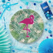 Tropische springplank en roze flamingo papieren bordje (Feest)