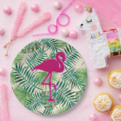 Tropische springplank en roze flamingo papieren bordje (Feest)