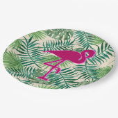 Tropische springplank en roze flamingo papieren bordje (Gekanteld)