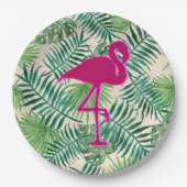 Tropische springplank en roze flamingo papieren bordje (Voorkant)