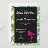 Tropische springplank en roze flamingo Party Kaart (Voorkant / Achterkant)