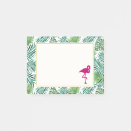 Tropische springplank en roze flamingo post-it® notes