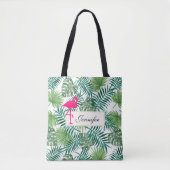 Tropische springplank en roze flamingo tote bag (Voorkant)