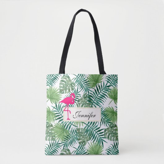 Tropische springplank en roze flamingo tote bag (Voorkant)