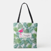 Tropische springplank en roze flamingo tote bag (Achterkant)