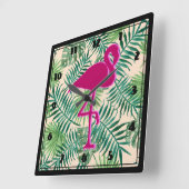 Tropische springplank en roze flamingo vierkante klok (Hoek)
