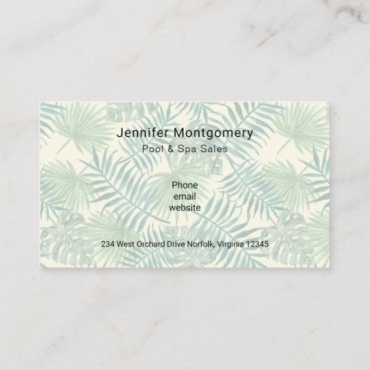 Tropische springplank en roze flamingo visitekaartje (Achterkant)