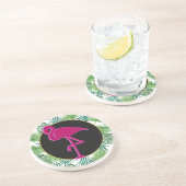 Tropische springplank en roze flamingo zandsteen onderzetter (Zijkant)