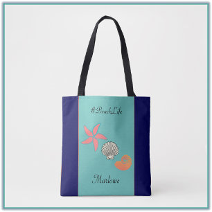 Tropische staartvis en zeehondenzee-strand tote bag