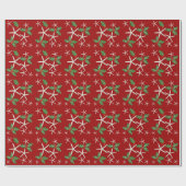 Tropische staarvis en Holly Red kerstpapier Cadeaupapier (Vlak)