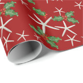 Tropische staarvis en Holly Red kerstpapier Cadeaupapier (Rol Hoek)