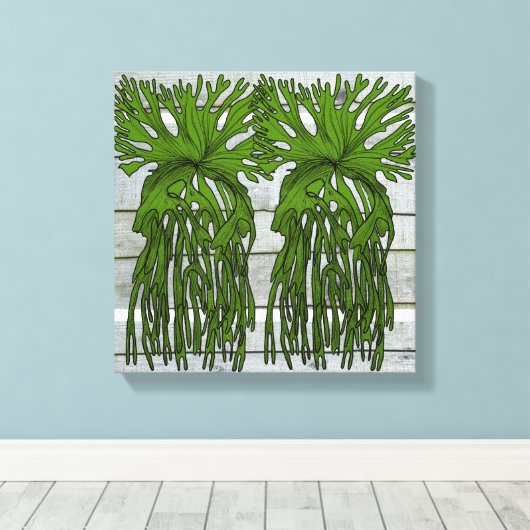 Tropische staghornvaren canvas afdruk (Insitu (Houten vloer))