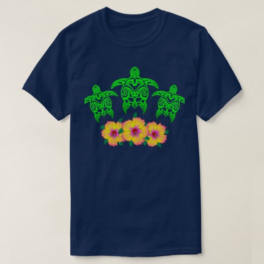 Tropische stam Hawaiian Green Zee Turtle H T-shirt (Design voorkant)