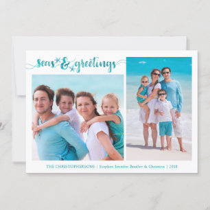 Tropische Starfish SEAsons Greetings   Twee foto's Feestdagenkaart