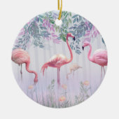 Tropische stekelfamilie roze vlamingos keramisch ornament (Voorkant)