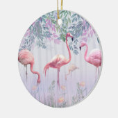 Tropische stekelfamilie roze vlamingos keramisch ornament (Links)