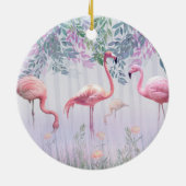 Tropische stekelfamilie roze vlamingos keramisch ornament (Achterkant)