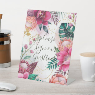 Tropische sterrenstof Tuin Bloemparadijs Trouw  Reclamebord Met Voetstuk