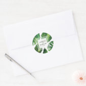 Tropische Sticker, palmboom, strandbruiloft Ronde Sticker (Envelop)