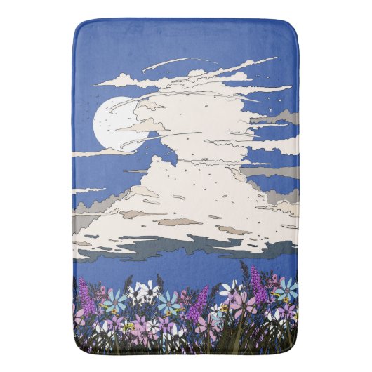 Tropische storm en bloemen badmat (Voorkant Verticaal)