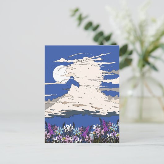 Tropische storm en bloemen briefkaart (Staand voorkant)