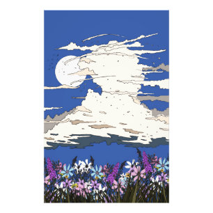 Tropische storm en bloemen foto afdruk