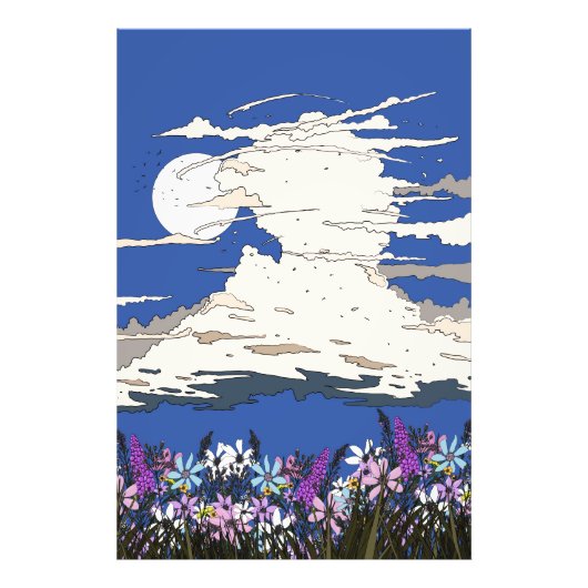 Tropische storm en bloemen foto afdruk (Voorkant)