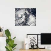 Tropische stormen Boris en Cristina Poster (Thuiskantoor)