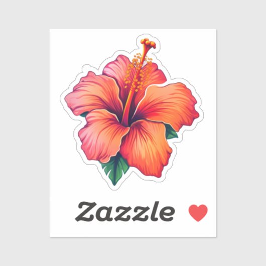 Tropische straling: vurige hibiscus sticker (Vel)