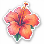Tropische straling: vurige hibiscus sticker (Voorkant)